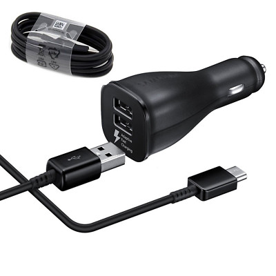 Samsung Dual Fast Car Charger 2x USB-C Cable for Galaxy S9 Nexus