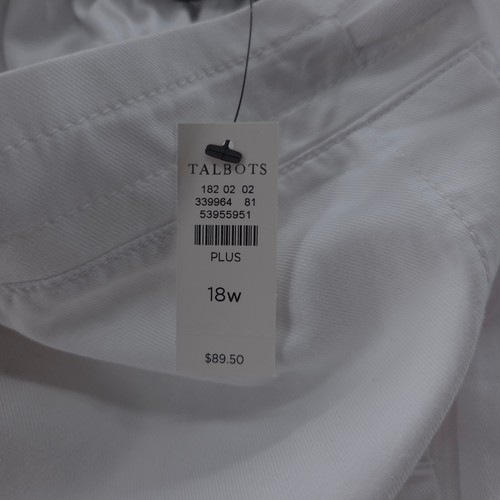 NWT Talbots Womens Chambray Drawstring Cropped Pants 18W White Elastic Waist - Picture 12 of 14