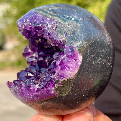 193G Natural Uruguayan Amethyst Quartz crystal open smile ball therapy - Bild 9 von 21