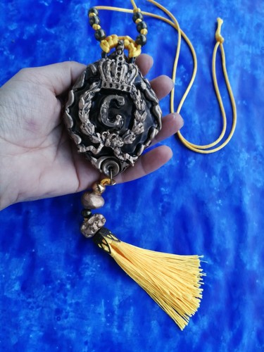 victorian collier antique necklace vintage cameo medalion monogram goth jewelry - Picture 5 of 24
