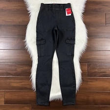 Spanx Women's Size Medium Washed Black Gray Stretch Twill Ankle Cargo Pants