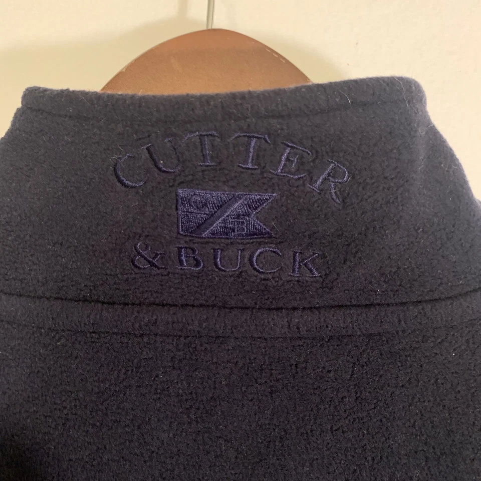 Vintage Cutter and Buck Mens XL Fleece Golf Vest Dark Blue Full Zip Jacket - Image 4 of 4