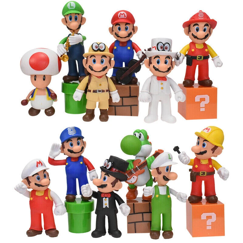 NEW Super Mario Bros. 3-PK LUIGI, TOAD, YOSHI Action Figures Collectible