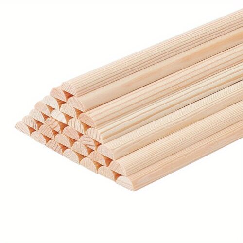 30Pcs Wood Craft Sticks Half Round Dowel Rod for Braiding Tapestry