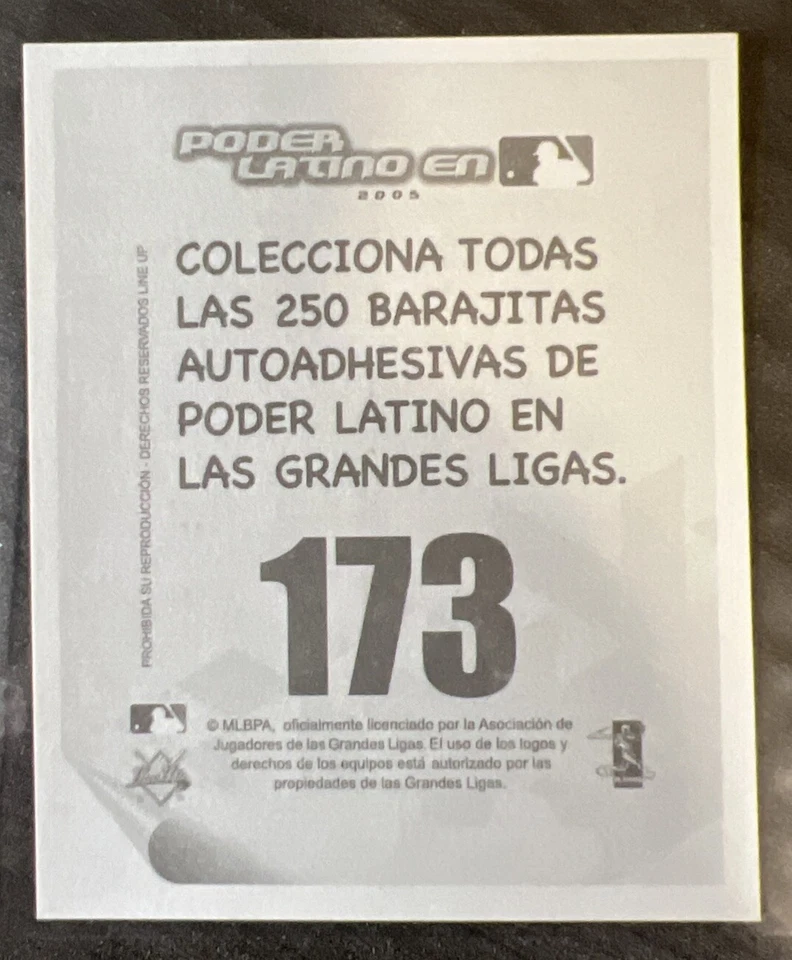 (1) Pegatina Béisbol Venezolano Juan Rivera 2005 Poder Latino en MLB. Foto 2 de 2