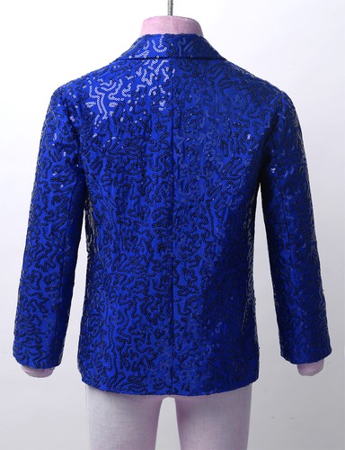 Boy's Shiny Sequins Tuxedo Coat Jacket Party Wedding Blazer Jackets Formal Suits - Picture 18 of 53