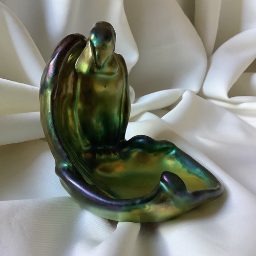 Zsolnay Porcelain Art Deco Bird Vulture Snake Eosin Tray Dish Figure Sculpture - Picture 3 of 21