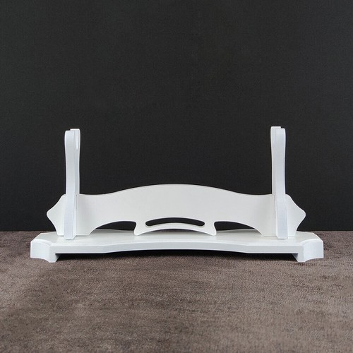White Wood Samurai Sword Holder Stand Katana Tanto Display Bracket Rack 1~3 Tier - Picture 2 of 12