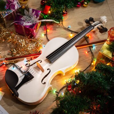 New 4/4 Full Size White Color Acoustic Violin Fiddle + Case New 4/4 Full Size White Color Acoustic Violin Fiddle + Case