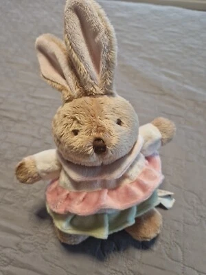 Doudou Lapin Beige Rose Vert Baby Nat 20 Cm - Photo 1/2