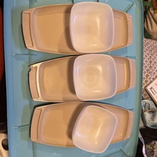 Set of 3 Vintage Tupperware 771-1 and 771-2 Chip Dip Snack Serving Trays 1broken