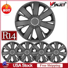 14 Set Of 4 Black Wheel Covers Snap On Full Hub Caps Fits R14 Tiresteel Rim