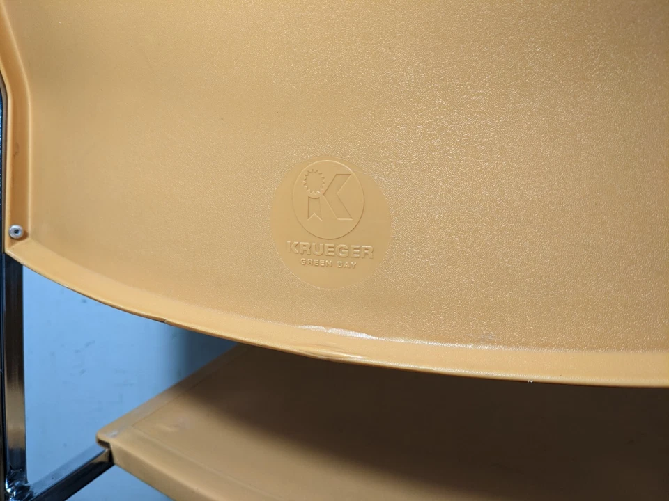 Silla auxiliar apilable vintage Krueger cromada - moderna de mediados de siglo - naranja Foto 3 de 4