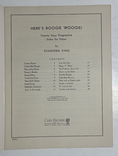 Vtg HERE'S BOOGIE WOOGIE SONGBOOK 1944 Stanford King Progressive Blues Piano - Picture 2 of 8