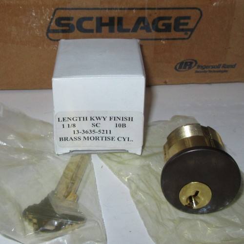 Schlage Mortise Cylinder 1152 1-1/8" 10B Oil Rubbed Bronze NOS SC C-Key - Picture 4 of 13
