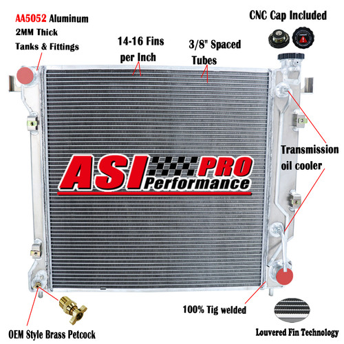 Aluminum Radiator for 1997-00 1998 Dodge Dakota Durango 3.9L V6 5.2L 5.9L V8 AT - Picture 1 of 10