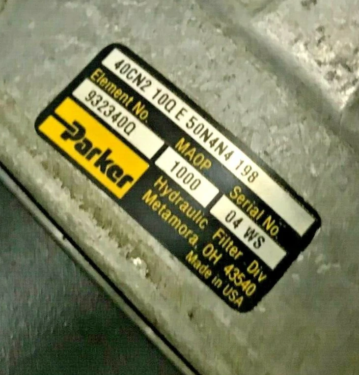 Parker 40CN210QE50N4N4 Hydraulic Filter with Element No. 932340Q MAOP 1000 psi - Image 3 of 3