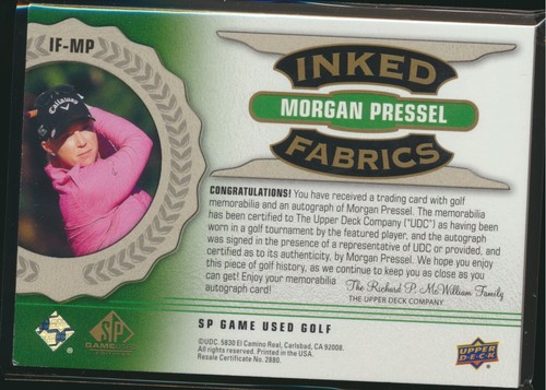 2021 SP Game Used Golf Inked Fabrics Spectrum Relic Auto Morgan Pressel 21/25 - Picture 2 of 2