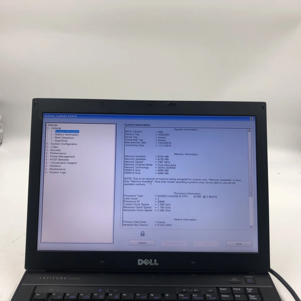 Laptop Dell Latitude E6410 i5-M450 2,4 GHz 8 GB SIN HDD/OS Bios bloqueada (PARA REPUESTOS) Foto 2 de 4