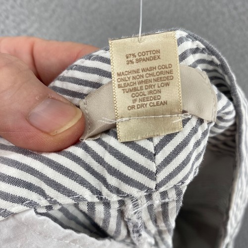 LOFT pantaloncino donna 10 grigio bianco righe elasticizzato aderente tasche Seersucker 6" cucitura interna - Foto 12 di 13