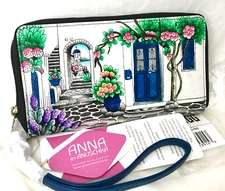 Anuschka Anna NWT🌺ZIP Around Wristlet Organizer Wallet-MAGICAL GREECE 1933-MGG