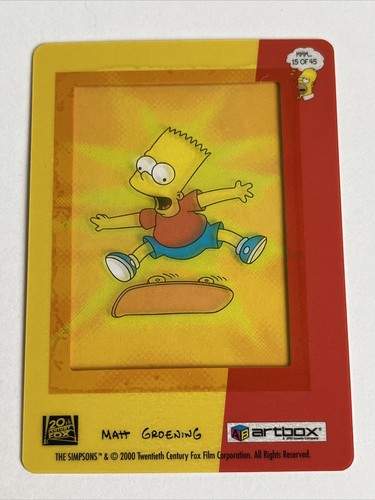 2000 Artbox The Simpsons FilmCardz Bart Simpson #15 Skateboarding Trick - Picture 2 of 2