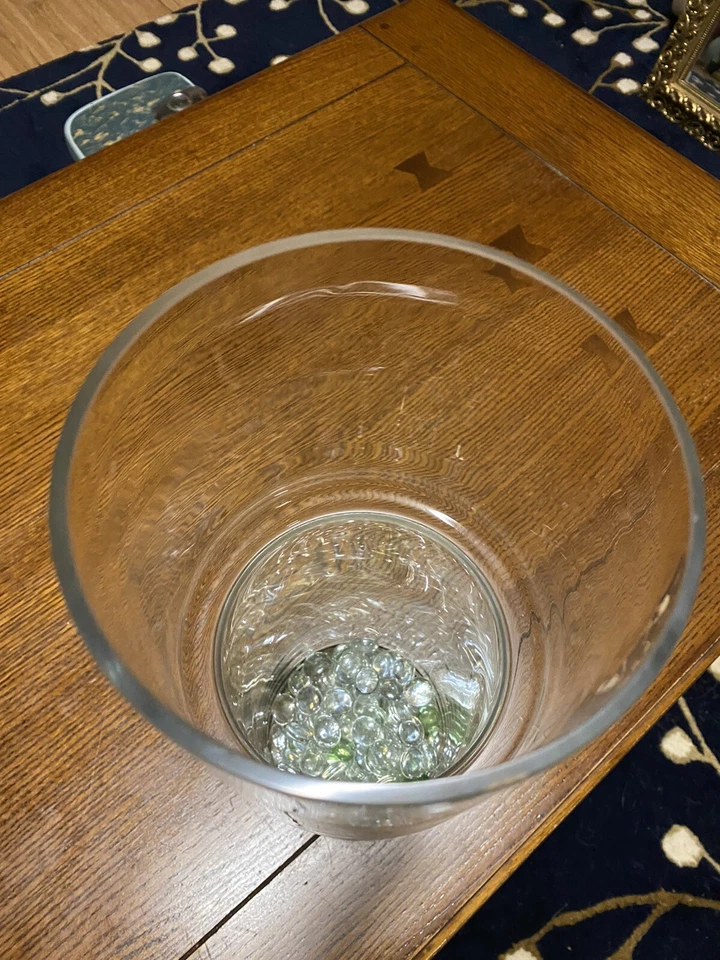 Cilindro de vidrio transparente vintage de 15,5 pulgadas de alto lado recto Foto 3 de 4