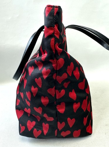 RED VALENTINO Rojo Corazón Estampado Tachonado Negro Cuero Correa Bolso Bufanda Conjunto - Imagen 5 de 14
