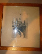 Germany Vintage Frankfurt Main Alte Bruke Etching