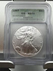 1997 $1 AMERICAN SILVER EAGLE ICG MS70 GREEN LABEL