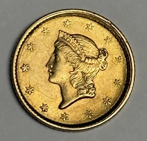 AU+ 1853-P Liberty Head Gold Dollar (all original) US $1 Type 1 Coin Almost UNC
