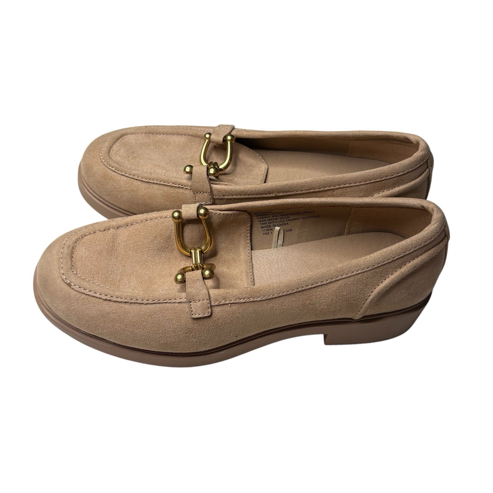 SAOLA Mocassini donna Torrid fibbia oro marrone crema suola grossa taglia 11 WW