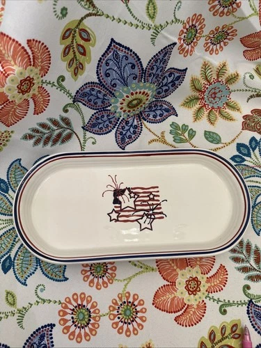 Fiesta Fiestaware Stars And Stripes Bread Tray Plate Flag Serving Platter USA