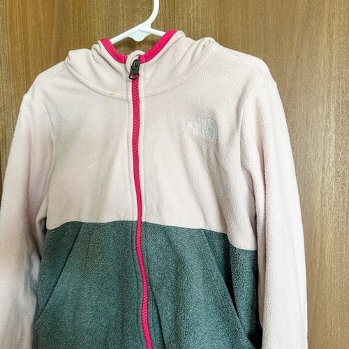 Girls Size 6 Pink Grey The North Face Zip Up Hooded Fleece Jacket - Picture 2 of 11