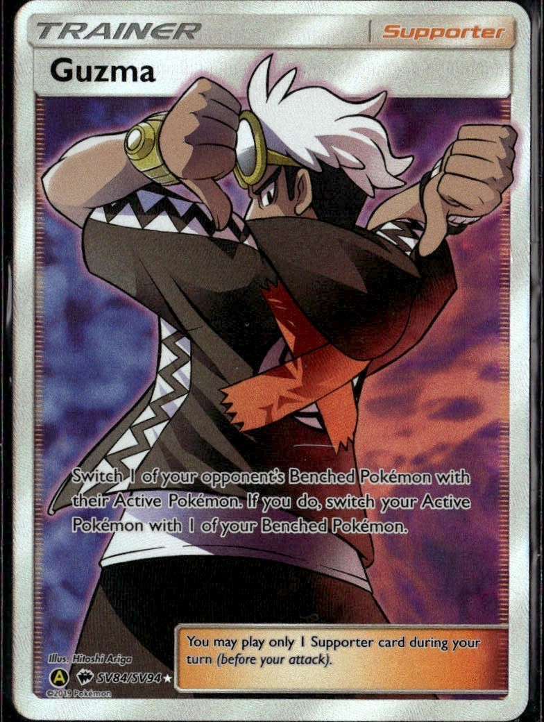 Guzma Shiny Holo Rare Hidden Fates Shiny Vault SV84/SV94 Supporter Pokemon Card