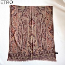 ETRO Scarf Shawl Paisley Silk Wool 158cm x 66cm Purple Rare Made in Italy