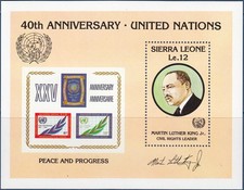 Sierra leone 1985 Martin Luther King,UN,Human Rights,Nobel m/s MNH