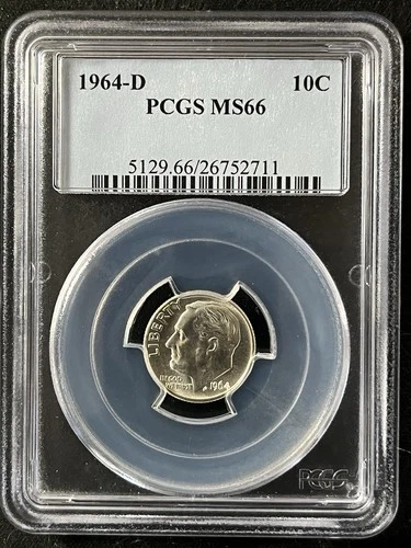 1964-D  10C Roosevelt Ten Cent PCGS MS66   26752711
