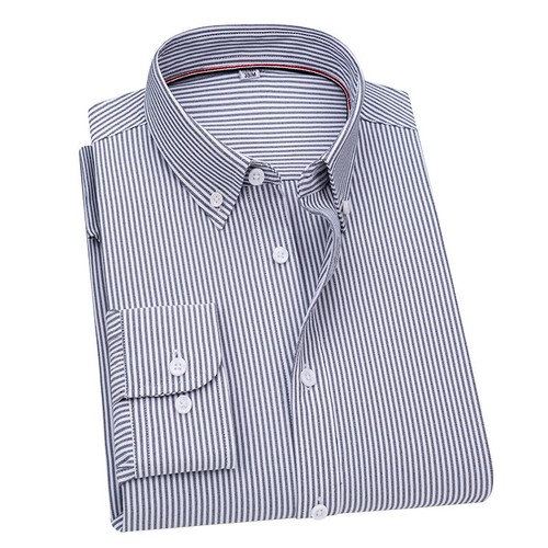 Camicie uomo Oxford formali business maniche lunghe strisce casual eleganti camicie top - Foto 5 di 24