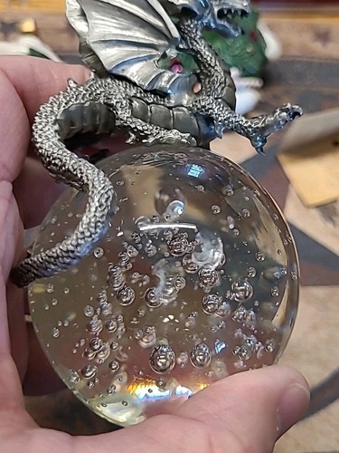 Dragon Figure On Glass Ball Paperweight - Picture 6 of 10
