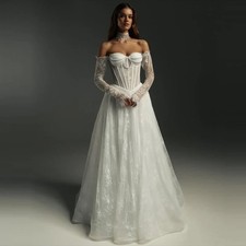 Lace Wedding Dresses Off Shoulder Sweetheart Bridal Dress Long Bride Gown