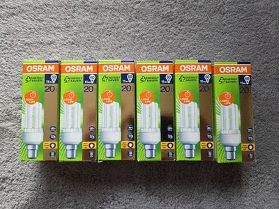 6 x Osram Dulux Intelligent Longlife 11W = 60W B22d Sockel Bajonett Warm White