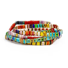 Tile Tila Bracelet, Stackable Boho Glass Bead Bracelets,Summer Jewelry-RAINBOW