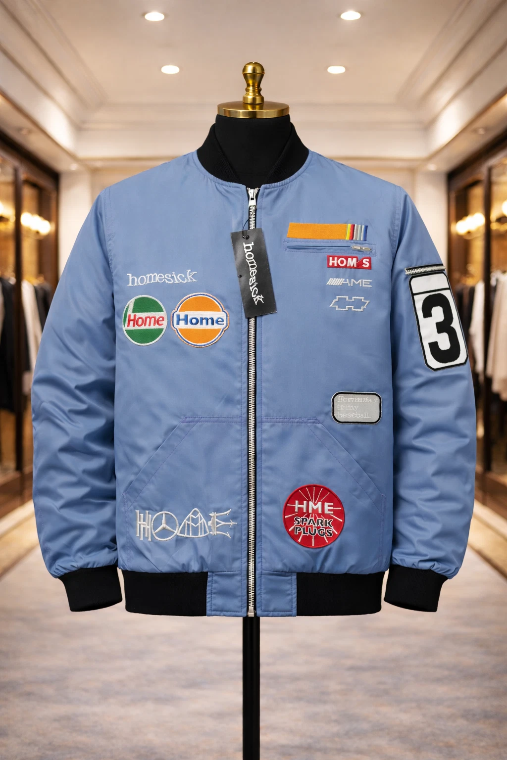 Men’s MA-1 Bomber Jacket Light Blue Racing Patch Nylon Memory Puffer Streetwear
Opens in a new windo