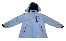 New Moerdeng Women's Sz L Waterproof Hooded Blue Ski Jacket with Zip Pockets