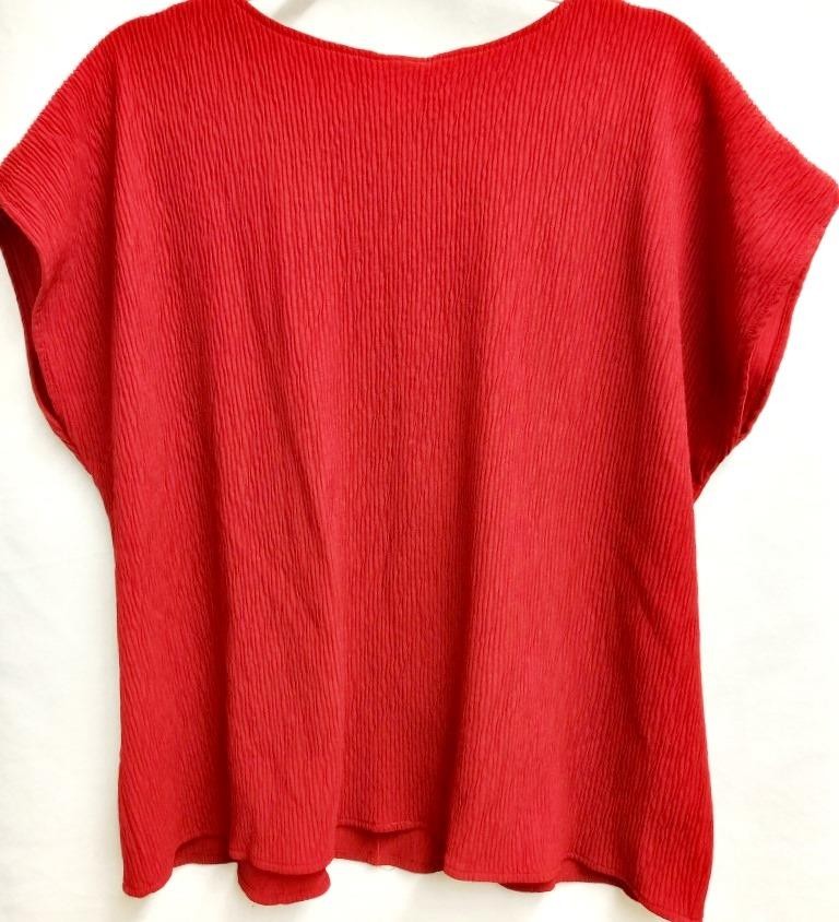 Basic editions 3X red crinkle spandex stretch sco… - image 2