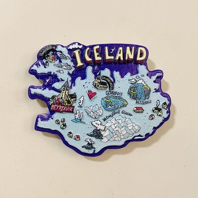 Map of Iceland Tourist Gift Souvenir Resin Refrigerator Fridge Magnet Home Decor