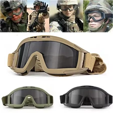 Airsoft Tactical Goggles 3 Lens Windproof Dustproof Shooting Motorcycle Glasses