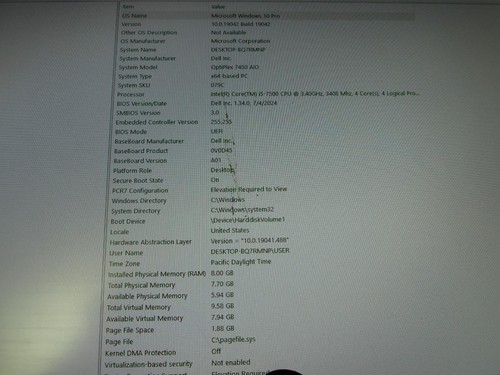 Dell OptiPlex 7450 AIO Series 23.8'' Core i5-7500 3.40GHz 8GB 512GB SSD (A9100) - Picture 2 of 9