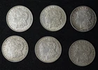 Lot of 6 Morgan 1921 Silver Dollars 90% Silver Various Dates average circulation
